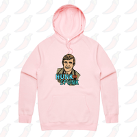S / Pink / Large Front Print Hunk Of Spunk 👱- Unisex Hoodie