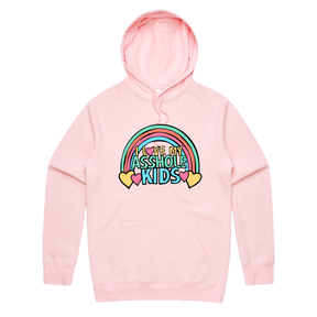 S / Pink / Large Front Print I Love My A$$hole Kids ❤️💢 - Unisex Hoodie