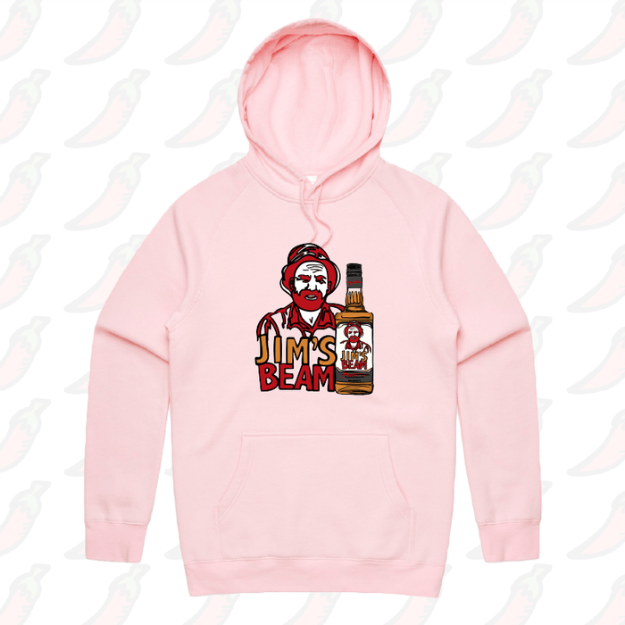 S / Pink / Large Front Print Jim’s Beam 🥃👍 – Unisex Hoodie