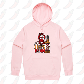 S / Pink / Large Front Print Jim’s Beam 🥃👍 – Unisex Hoodie