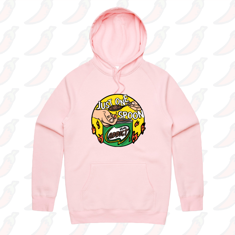 S / Pink / Large Front Print Just One Spoon 🥄 - Unisex Hoodie