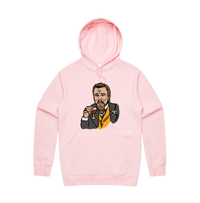 S / Pink / Large Front Print Laughing Leo 🍷 - Unisex Hoodie