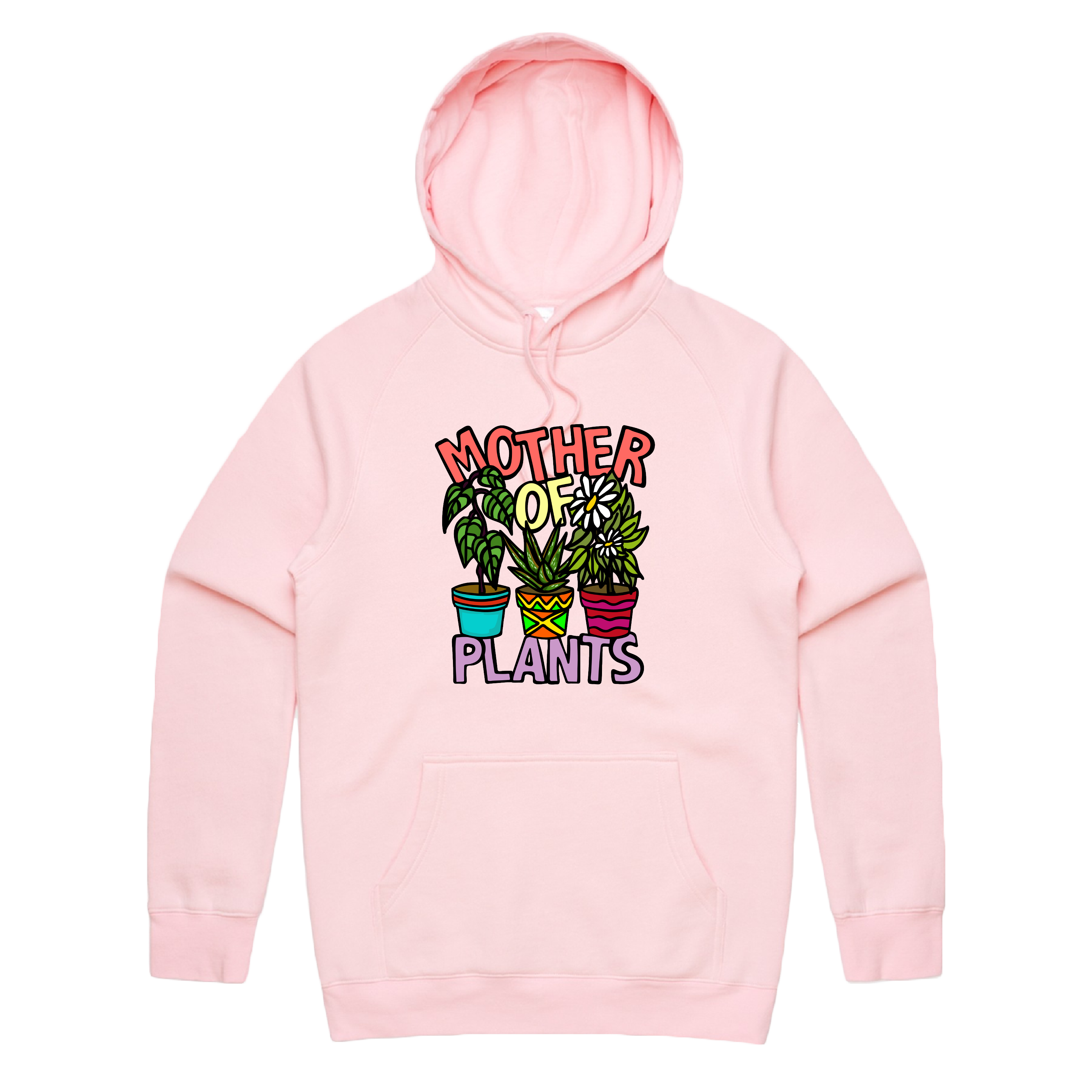 S / Pink / Large Front Print Mother Of Plants 🌱🎍 – Unisex Hoodie