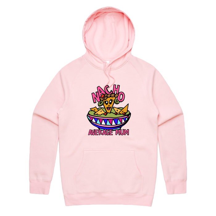 S / Pink / Large Front Print Nacho Average Mum 😉 – Unisex Hoodie
