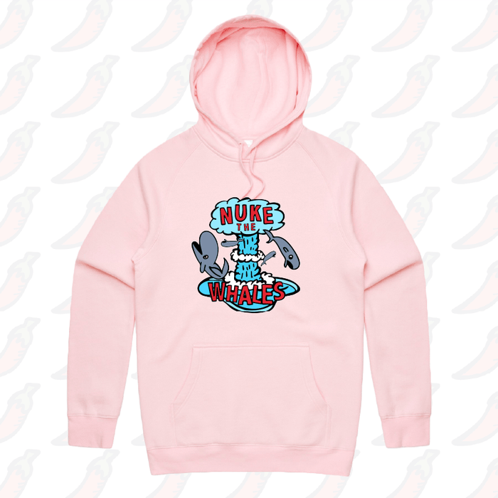 S / Pink / Large Front Print Nuke The Whales 💣🐳 – Unisex Hoodie
