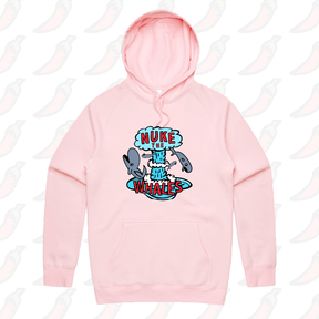 S / Pink / Large Front Print Nuke The Whales 💣🐳 – Unisex Hoodie