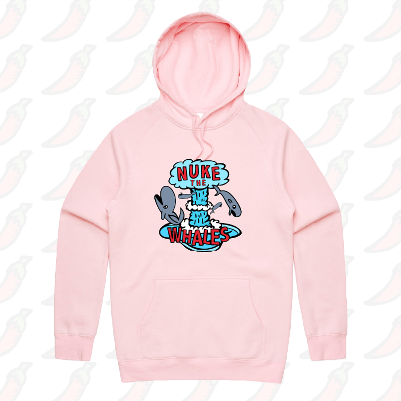 S / Pink / Large Front Print Nuke The Whales 💣🐳 – Unisex Hoodie
