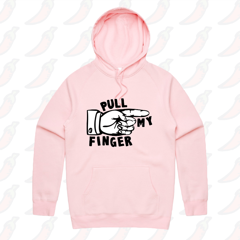 S / Pink / Large Front Print Pull My Finger 👉 – Unisex Hoodie