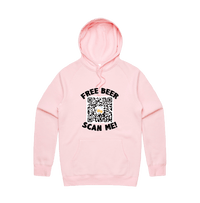 S / Pink / Large Front Print Rick Roll QR Prank 🎵  - Unisex Hoodie