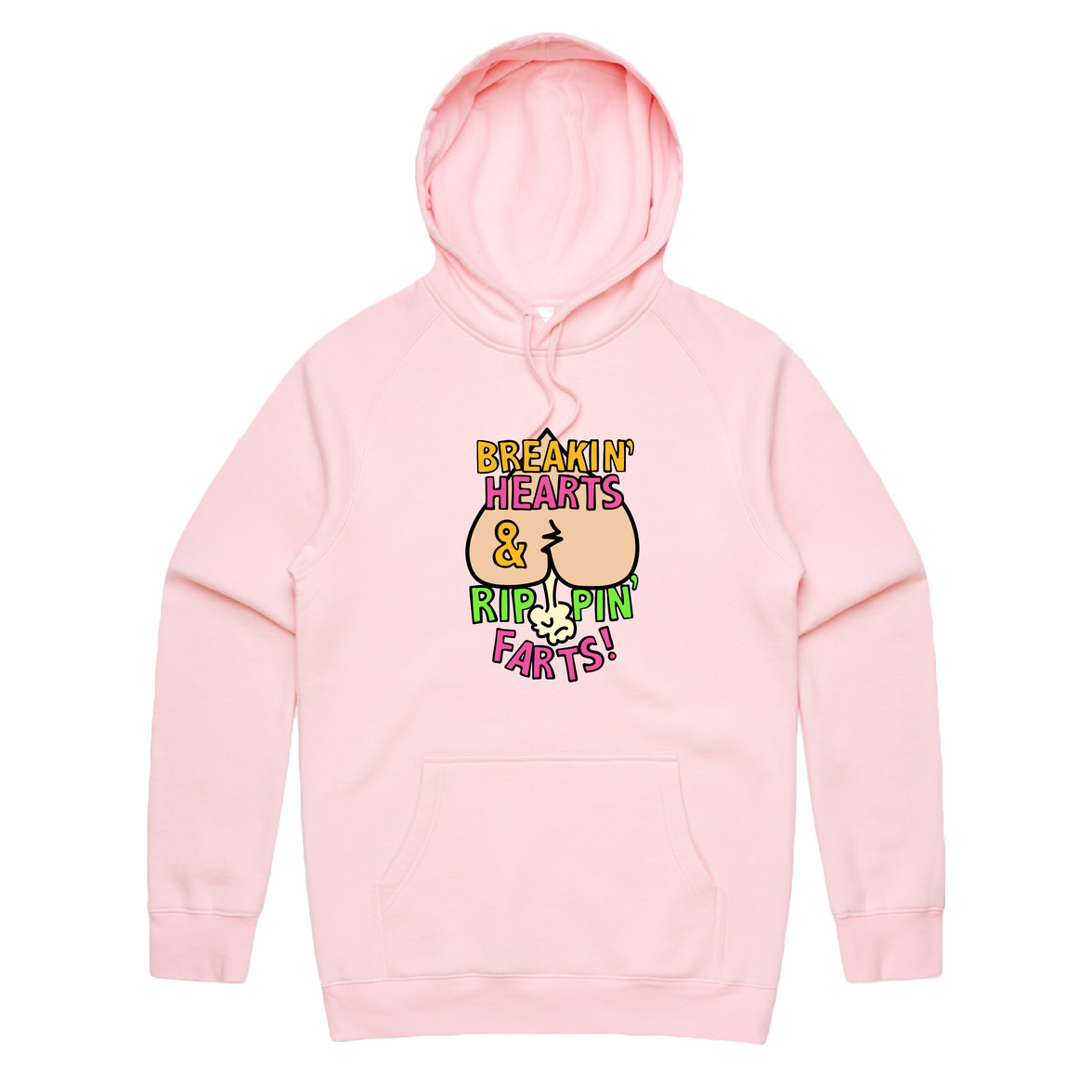 S / Pink / Large Front Print Rippin Farts 💔💨 - Unisex Hoodie