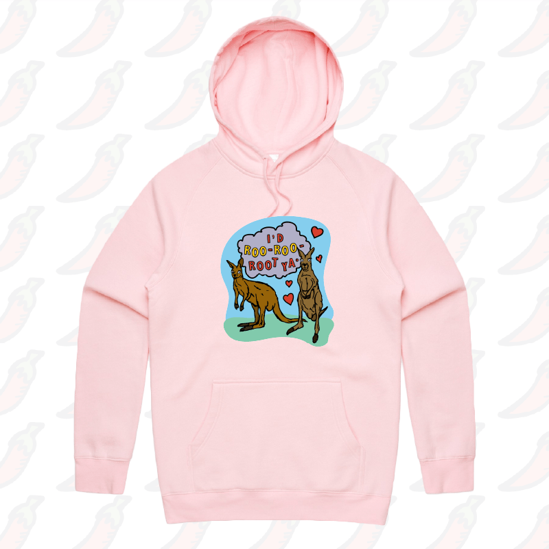 S / Pink / Large Front Print Roo Roo Root Ya 🦘 – Unisex Hoodie