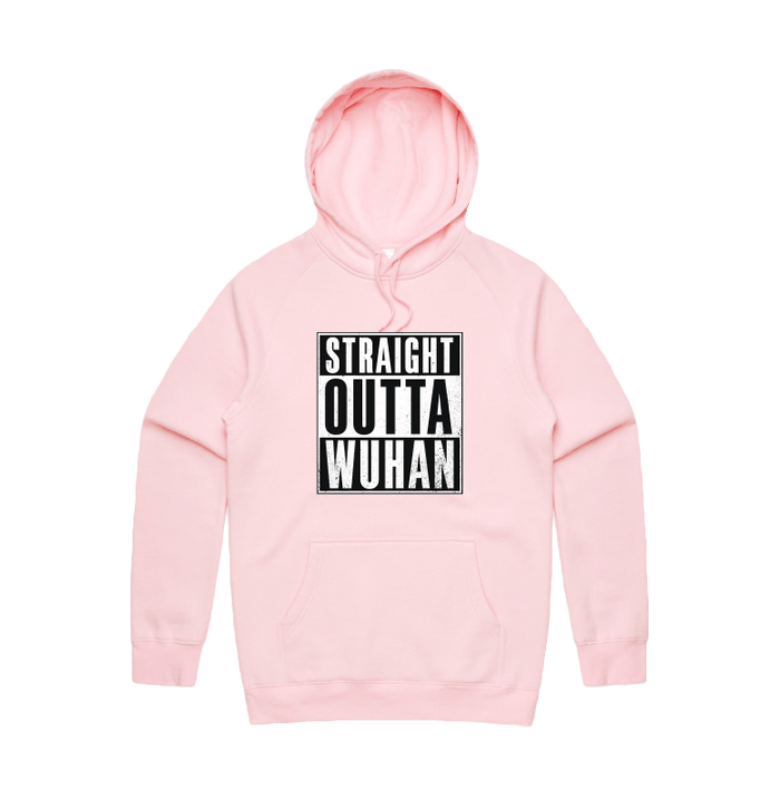S / Pink / Large Front Print Straight Outta Wuhan ✊🏾 - Unisex Hoodie