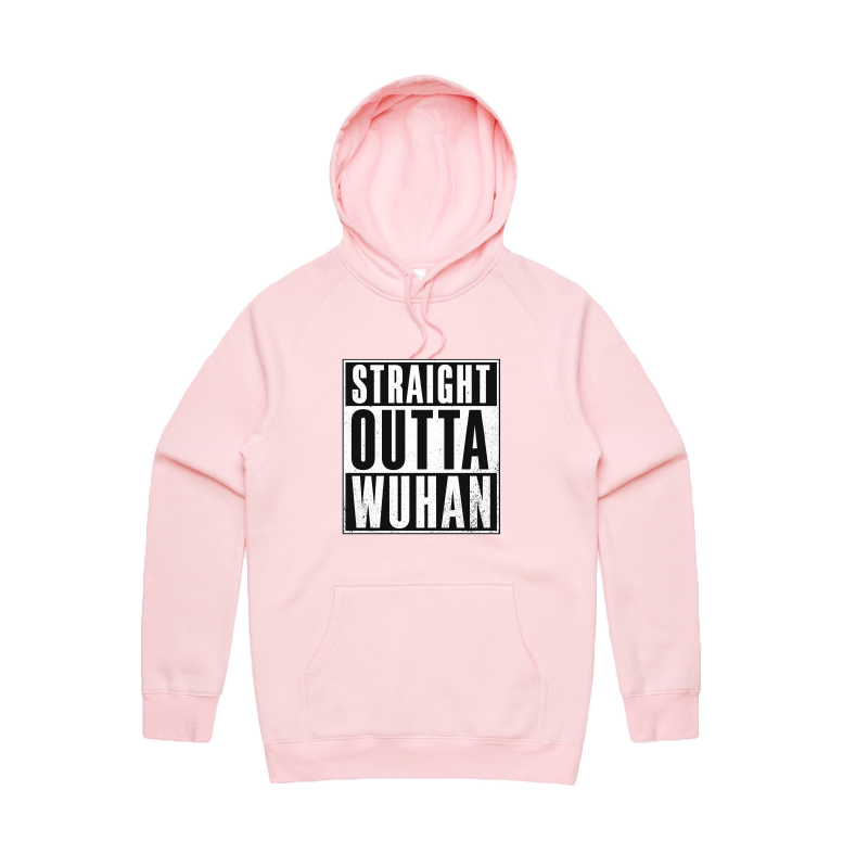 S / Pink / Large Front Print Straight Outta Wuhan ✊🏾 - Unisex Hoodie