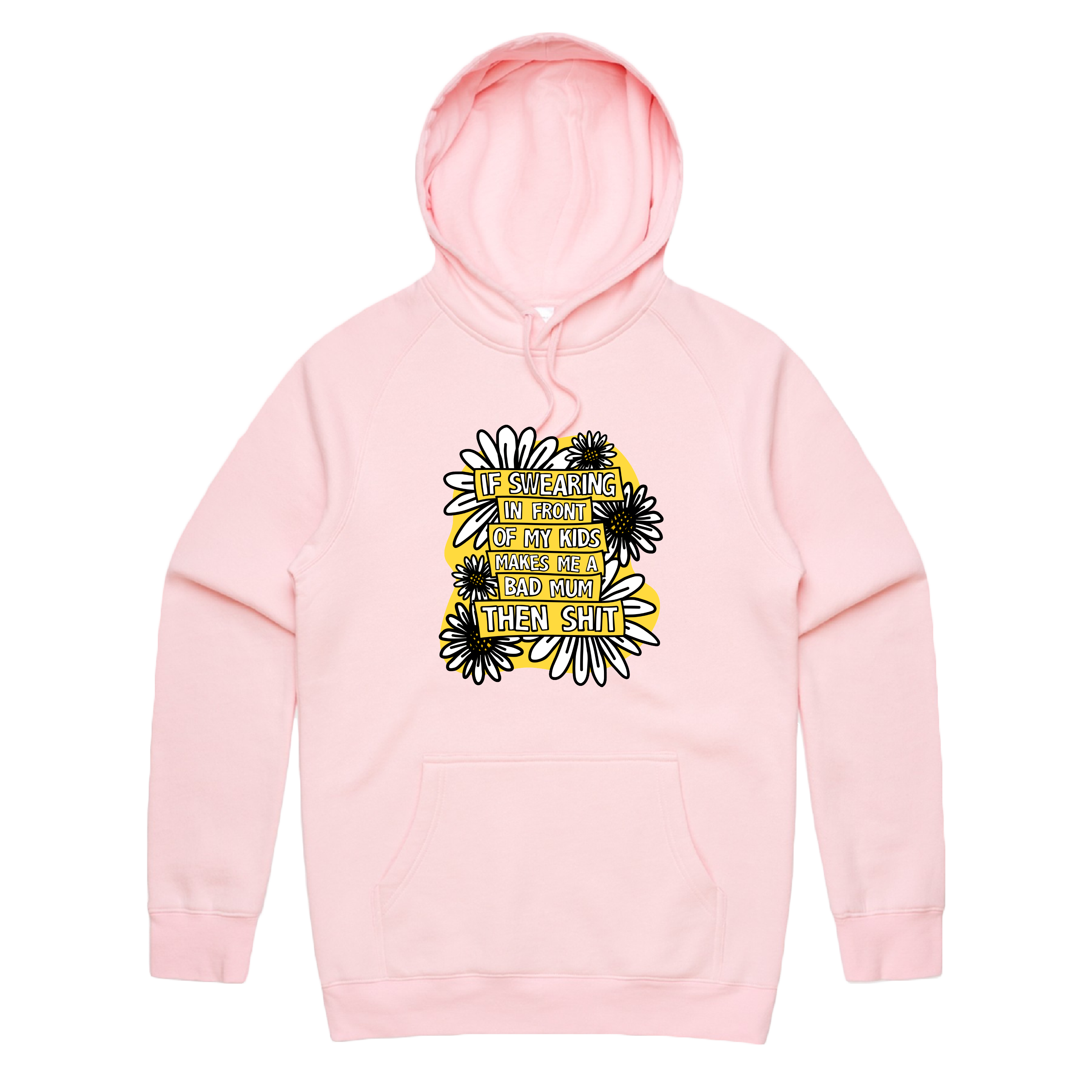 S / Pink / Large Front Print Sweary Mum 🤬🎀 - Unisex Hoodie