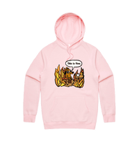 S / Pink / Large Front Print This Is Fine 🔥 - Unisex Hoodie