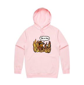 S / Pink / Large Front Print This Is Fine 🔥 - Unisex Hoodie