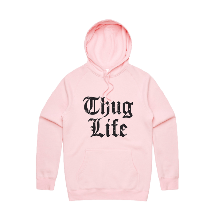 S / Pink / Large Front Print Thug Life 🖕🏾 - Unisex Hoodie