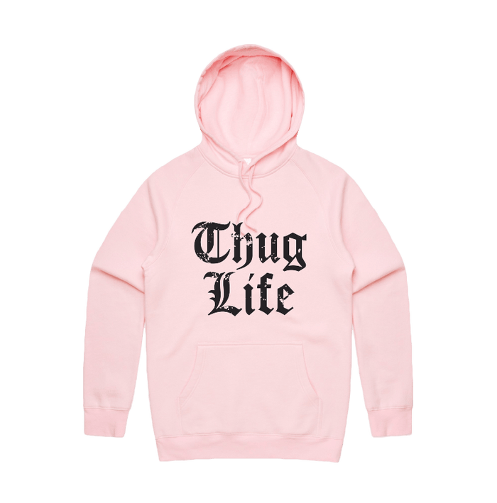S / Pink / Large Front Print Thug Life 🖕🏾 - Unisex Hoodie