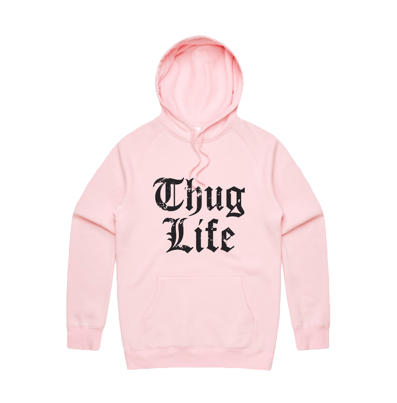 S / Pink / Large Front Print Thug Life 🖕🏾 - Unisex Hoodie