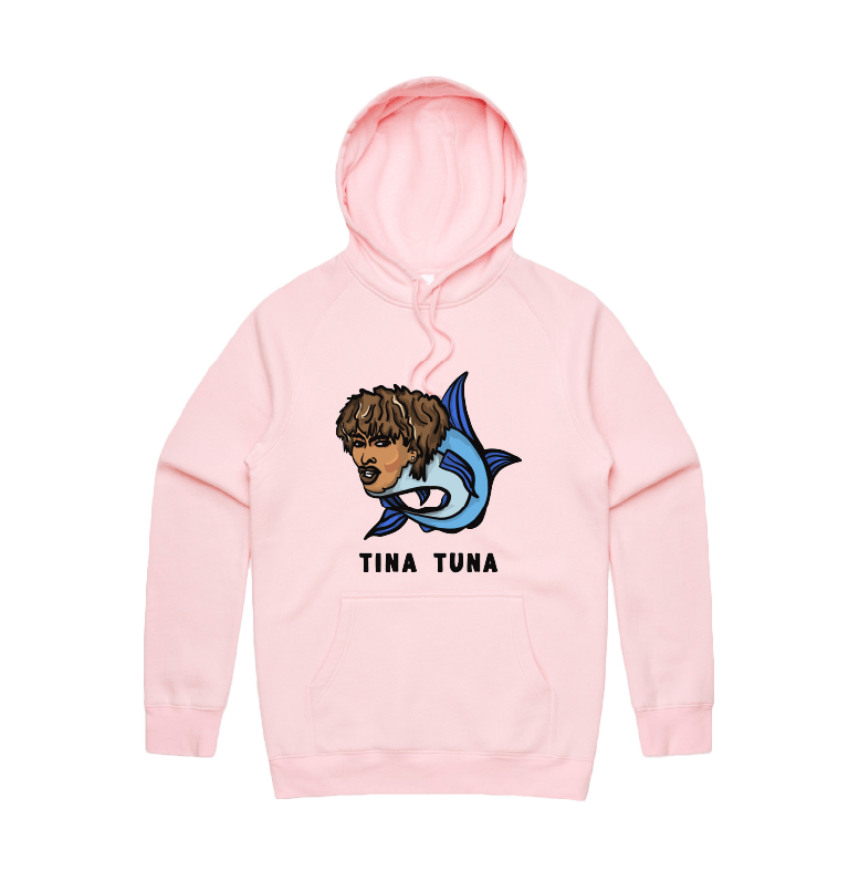 S / Pink / Large Front Print Tina Tuna 🐟 - Unisex Hoodie