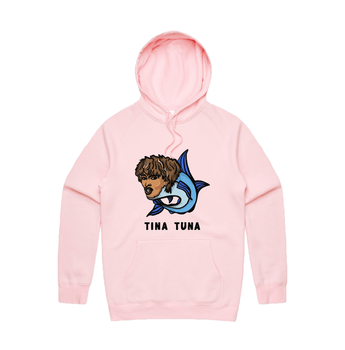 S / Pink / Large Front Print Tina Tuna 🐟 - Unisex Hoodie