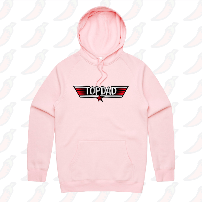 S / Pink / Large Front Print Top Dad 🕶️ - Unisex Hoodie
