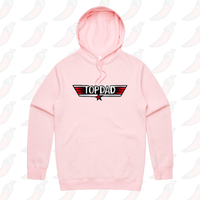 S / Pink / Large Front Print Top Dad 🕶️ - Unisex Hoodie