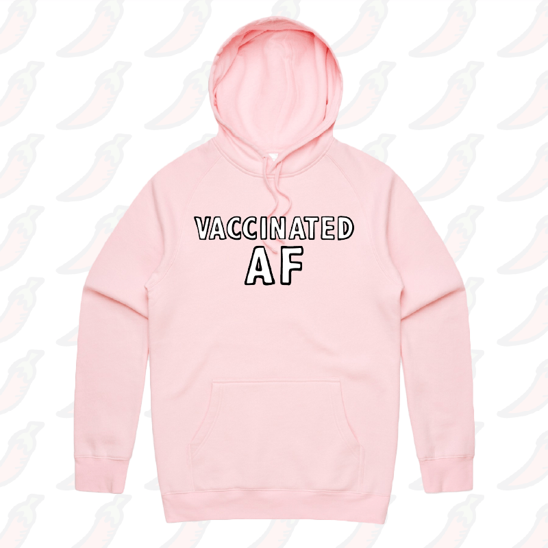 S / Pink / Large Front Print Vaccinated AF 💉 - Unisex Hoodie