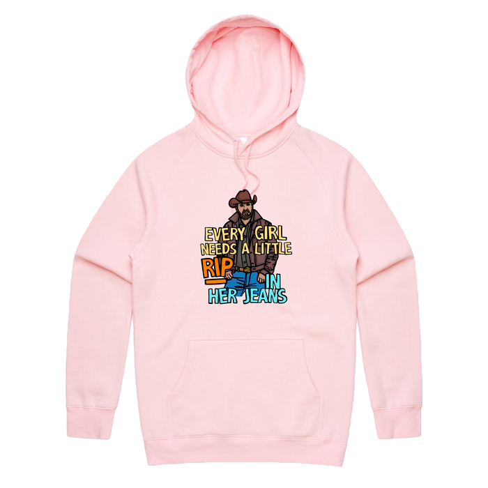 S / Pink / Large Front Print Yellowstone Rip 👖🤠 - Unisex Hoodie