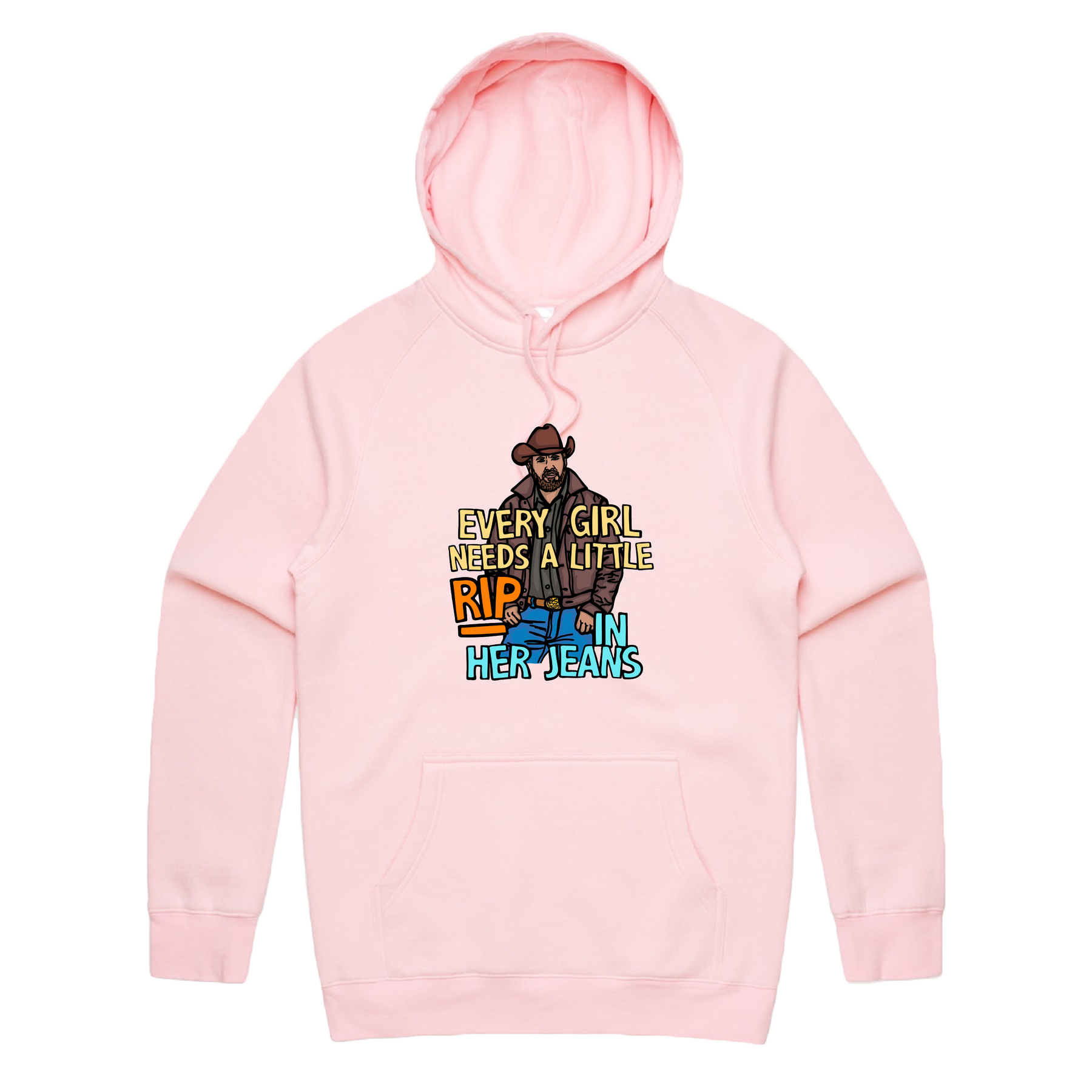 S / Pink / Large Front Print Yellowstone Rip 👖🤠 - Unisex Hoodie