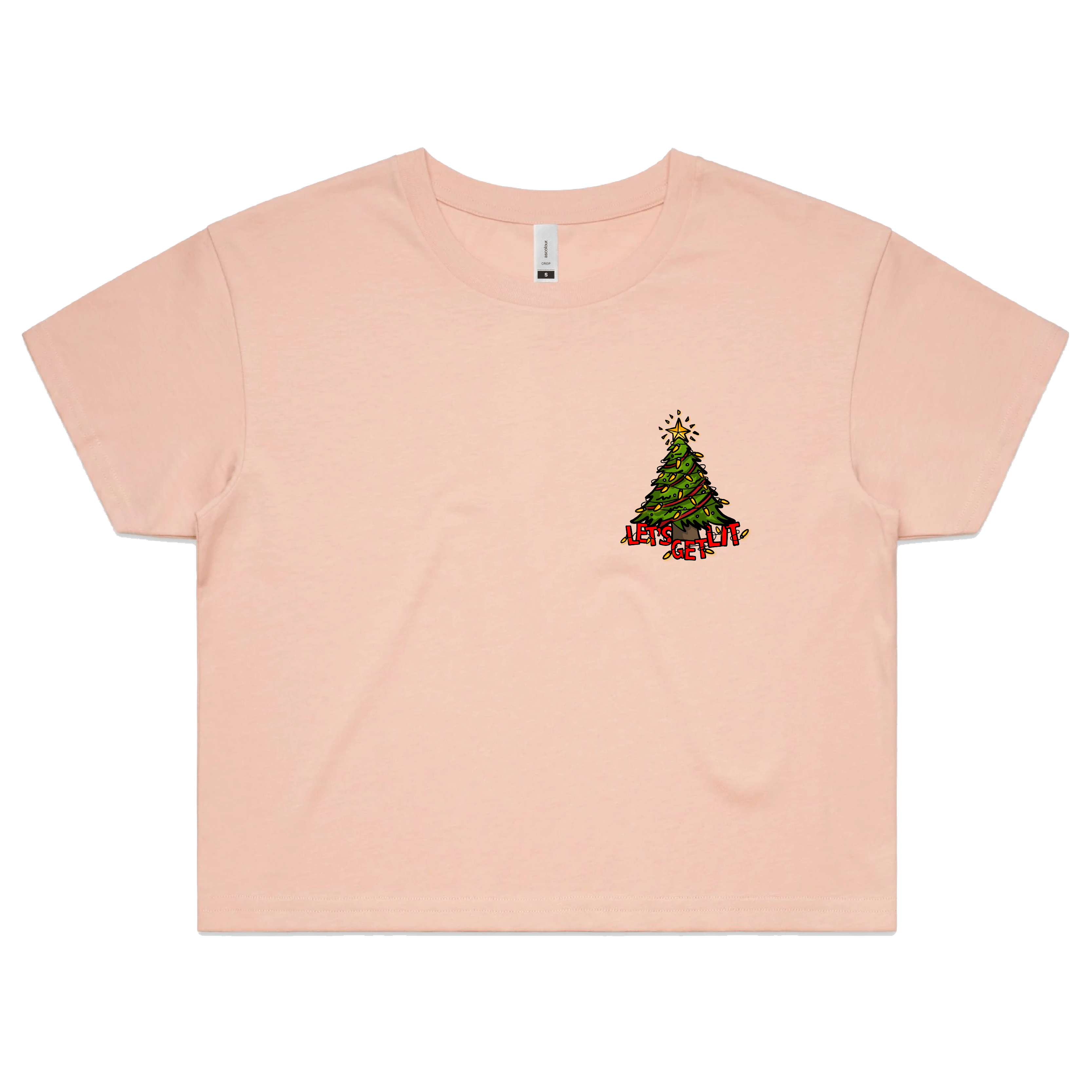 S / Pink Let’s Get Lit 🎄💡 – Women's Crop Top