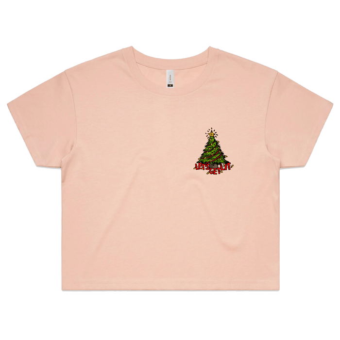 S / Pink Let’s Get Lit 🎄💡 – Women's Crop Top