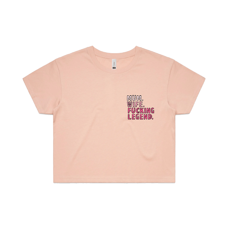 S / Pink Mum. Wife. Legend 🏅 - Women's Crop Top