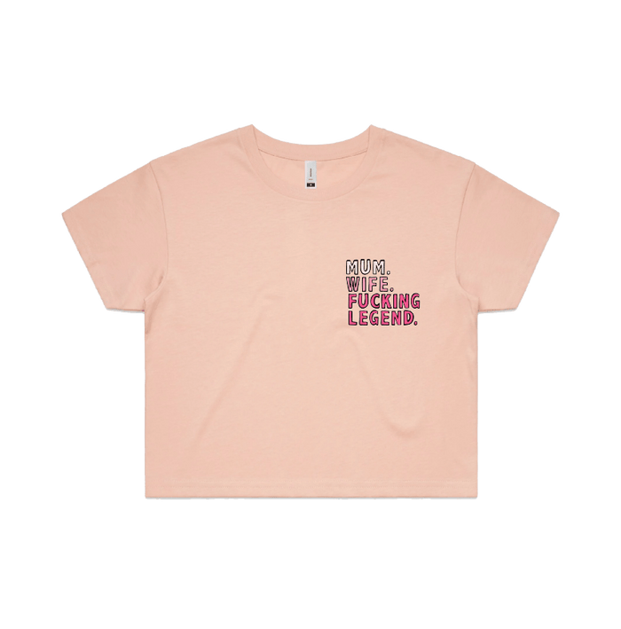 S / Pink Mum. Wife. Legend 🏅 - Women's Crop Top