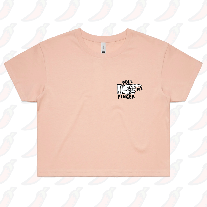 S / Pink Pull My Finger 👉 – Women's Crop Top