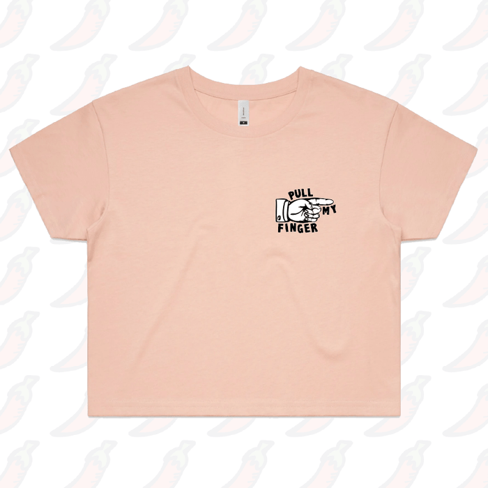 S / Pink Pull My Finger 👉 – Women's Crop Top