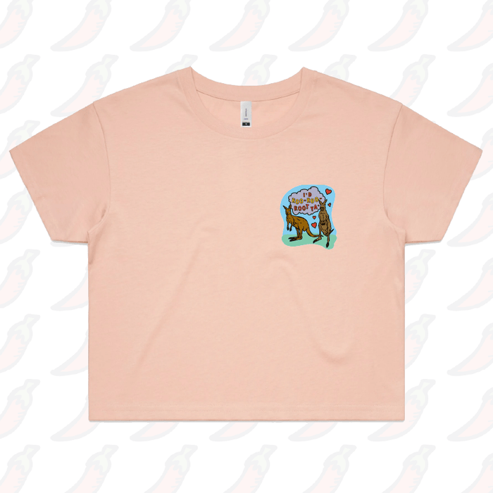 S / Pink Roo Roo Root Ya 🦘 – Women's Crop Top