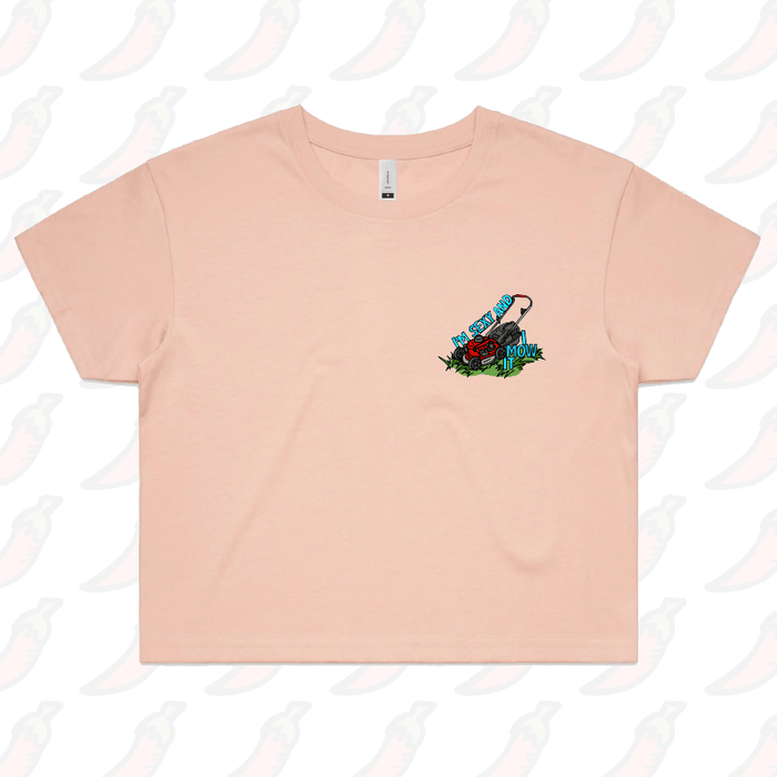 S / Pink Sexy And I Mow It 😘 🌾 – Women's Crop Top