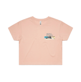 S / Pink SHE'LL BE RIGHT 🤷‍♂️ - Women's Crop Top