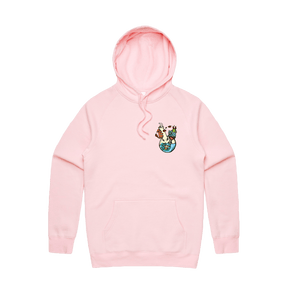 S / Pink / Small Front Design Pokebong 🦎 - Unisex Hoodie