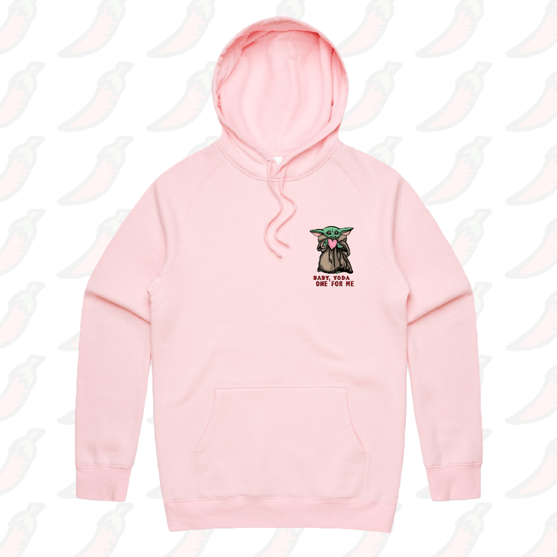 S / Pink / Small Front Print Baby Yoda Love 👽❤️ - Unisex Hoodie