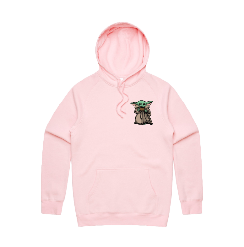 S / Pink / Small Front Print Baby Yoda 👶 - Unisex Hoodie