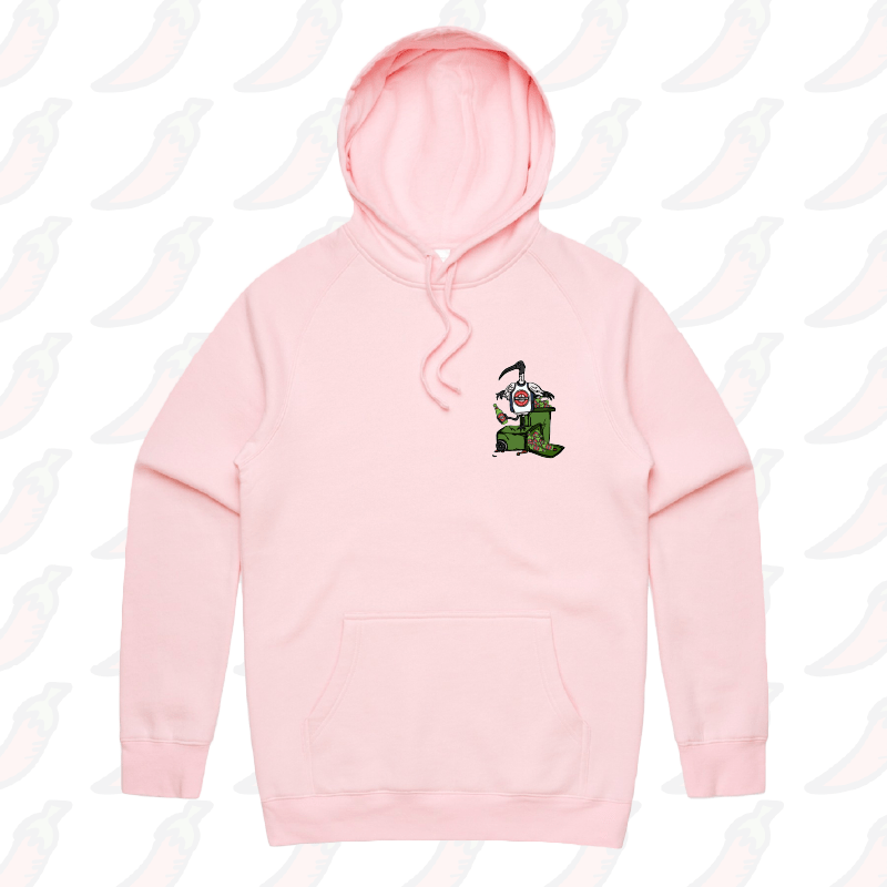 S / Pink / Small Front Print Bali Bin Chicken 🗑️ - Unisex Hoodie