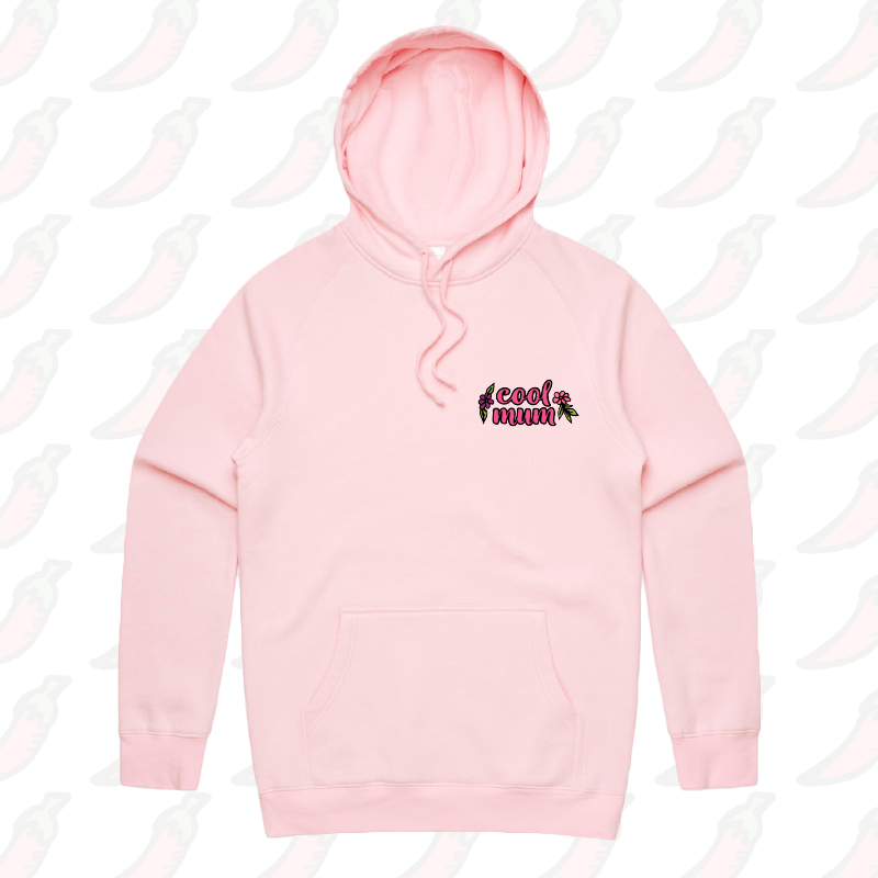 S / Pink / Small Front Print Cool Mum 🌷– Unisex Hoodie