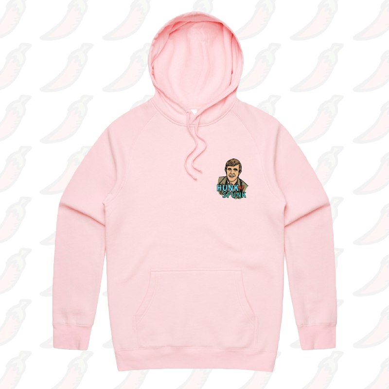 S / Pink / Small Front Print Hunk Of Spunk 👱- Unisex Hoodie