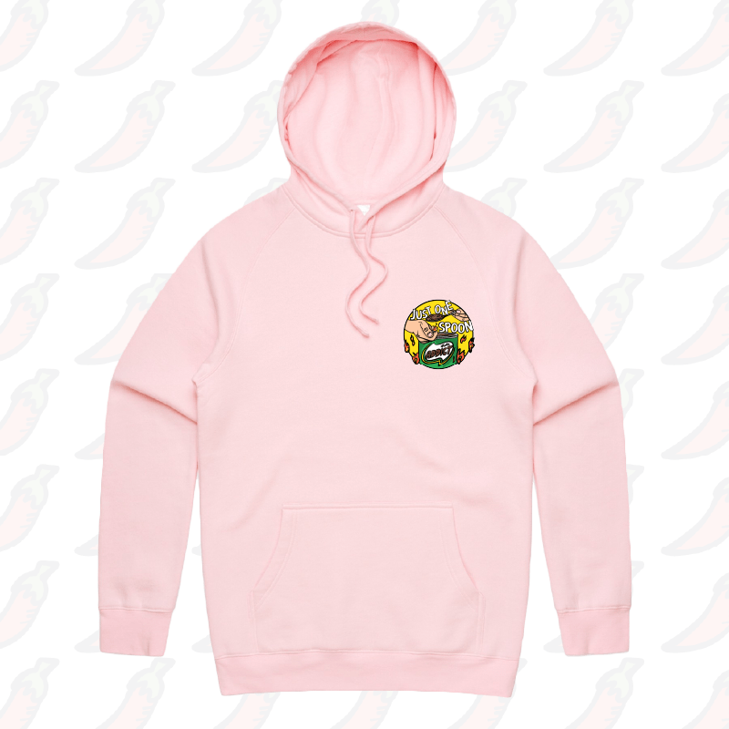 S / Pink / Small Front Print Just One Spoon 🥄 - Unisex Hoodie
