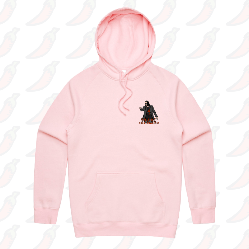 S / Pink / Small Front Print Keanu Breathtaking 👈 - Unisex Hoodie
