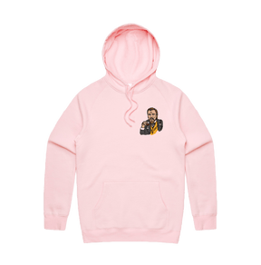 S / Pink / Small Front Print Laughing Leo 🍷 - Unisex Hoodie