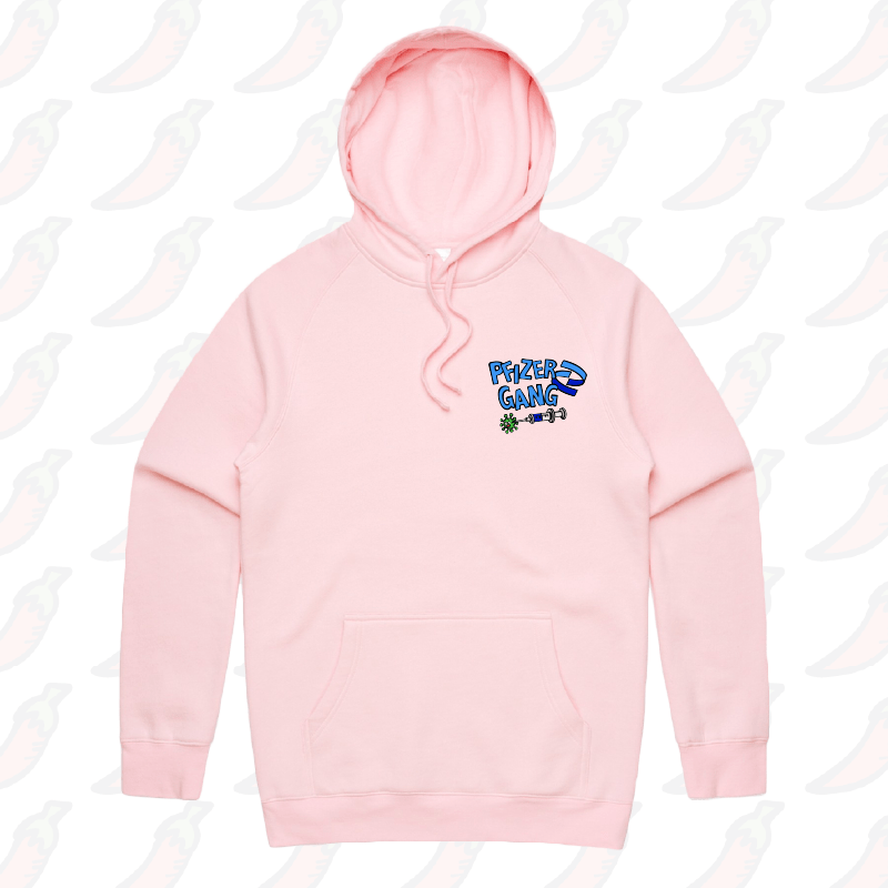 S / Pink / Small Front Print Pfizer Gang 💉 - Unisex Hoodie