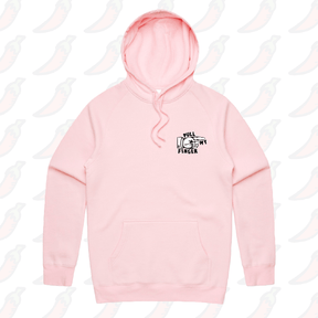 S / Pink / Small Front Print Pull My Finger 👉 – Unisex Hoodie
